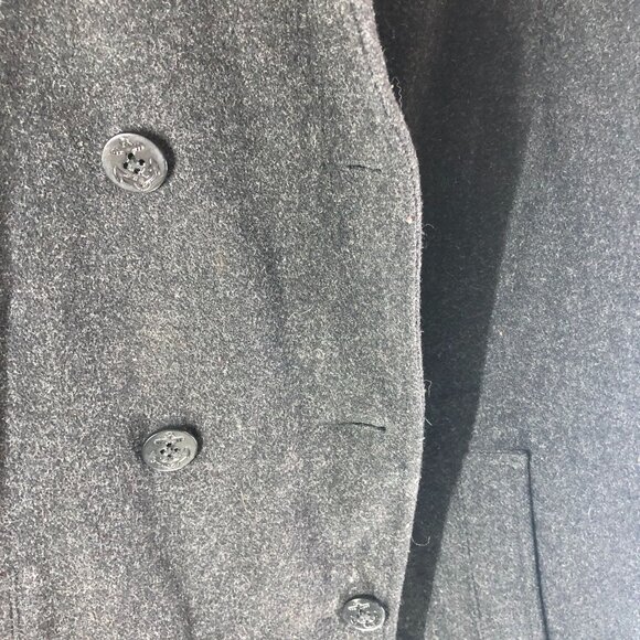 Eddie Bauer Womens Double-Breasted Charcoal Gray Wool Blend Peacoat L Tall - Picture 2 of 5